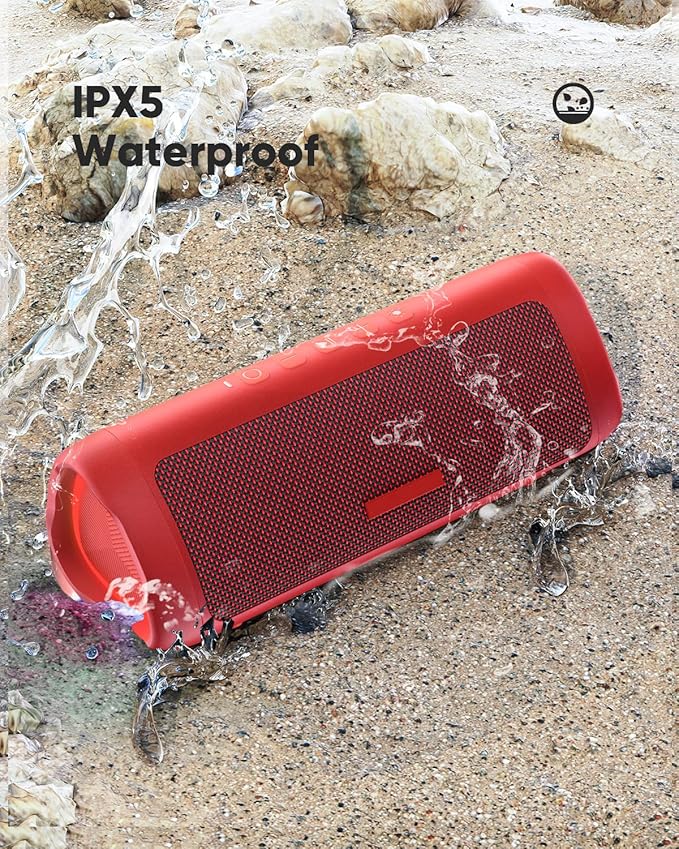 Bluetooth Speaker Gifts for Men: Portable Wireless, IPX5 Waterproof, White Elephant Gifts for Adults, Stocking Stuffers for Teens Boy Girl, Up to 20H Playtime, TWS Pair, for Home/Party/Outdoor (Red)