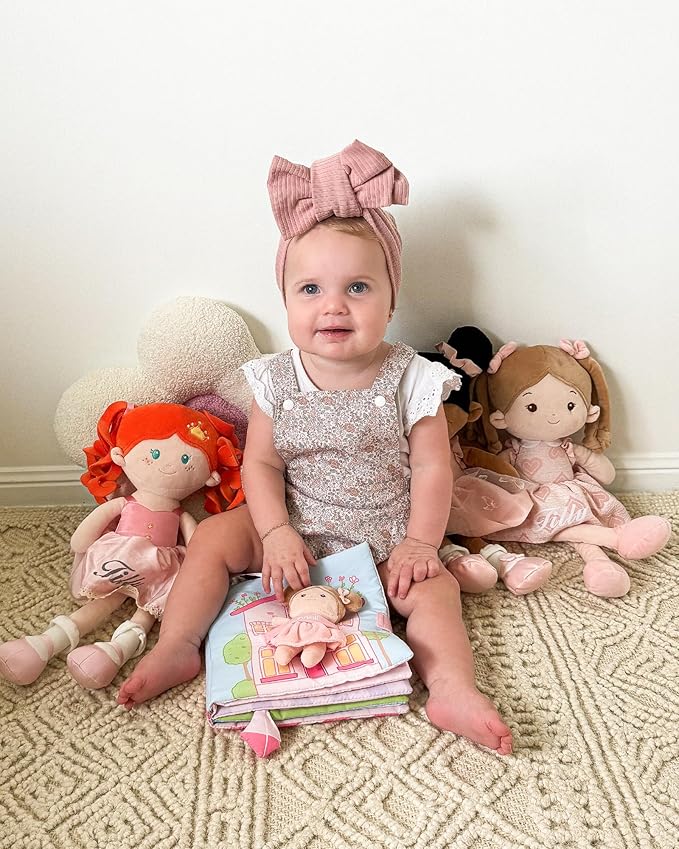 LeyaDoll Interactive Sensory Soft Cloth Book, Educational Crinkle Quiet Activity Busy Book for Babies,Toddler Travel Toy Gift for 1-3 Year Old Boys and Girls (A Berry Special Day)-Tanned