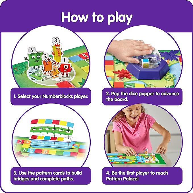 hand2mind Numberblocks Race to Pattern Palace! Board Game, Educational Board Games, Numbers for Toddlers, Math Toys for Kids 3-5, Preschool Learning Activities, Birthday Gifts for Kids