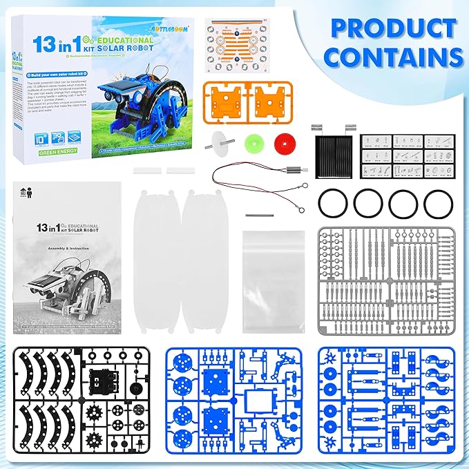 STEM 13-in-1 Education Solar Power Robots Toys for Boys Age 8+ , Educational Toy DIY Science Kits for Kids, Building Experiment Robotics Set Birthday Gifts for 8+ years old boys and girls .