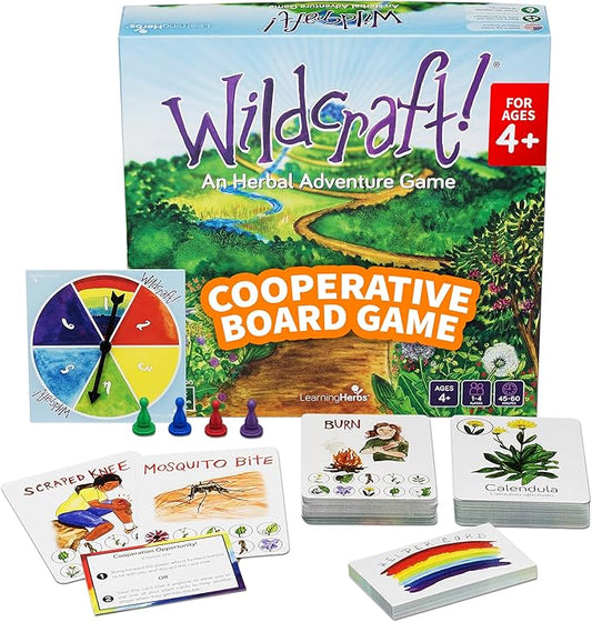 Wildcraft! Herbal Adventure Cooperative Board Game – Educational Board Game for Kids 4+ & Families – Learn 25 Herbs Through Play – Nature Inspired Learning Game w/Coloring Book & Plant Guide