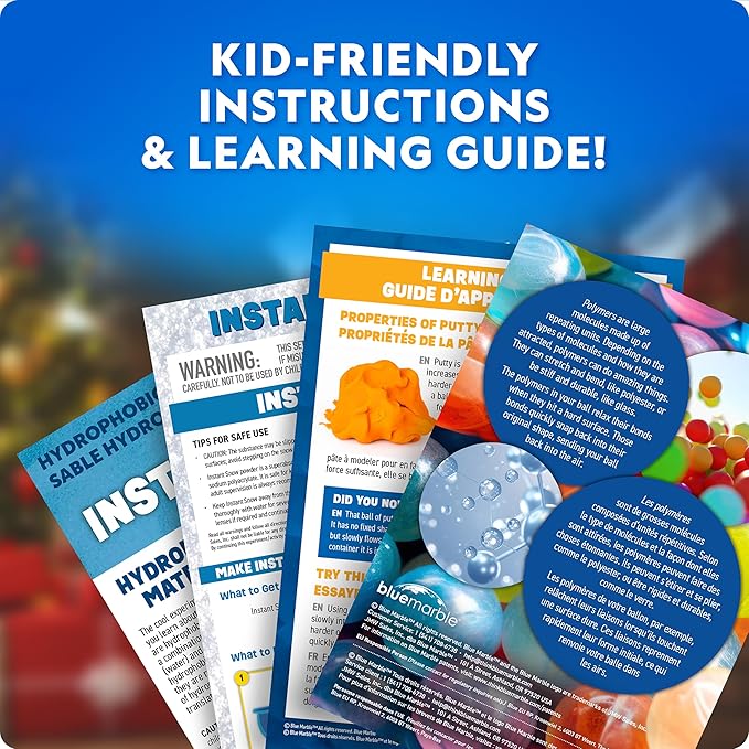 Blue Marble Science Ornaments Christmas Crafts for Kids Kit – 4 Ornaments with Holiday Science Experiments - Bouncy Ball Holiday Crafts, DIY Instant Snow Activities for Kids, Boys, and Girls