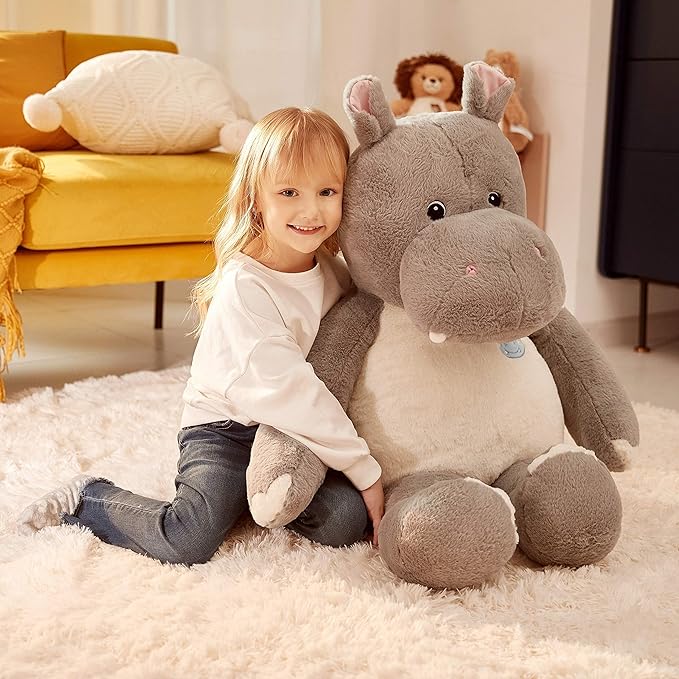IKASA Giant Hippo Stuffed Animal,30" Jumbo Plush Toy, Soft and Cute Toys for Kids Boys Girls (Gray)