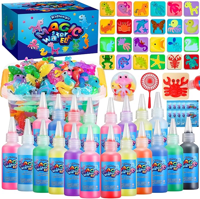 Aqua Fairy Water Gel Kit for Kids, Magic Water Elf Toy Kit with 20 Colors Magic Gel, Aqua Fairy kit with 24 Shape Molds, Crate Your Own Magic Elf Kits Water Pets Craft Kits for Kids