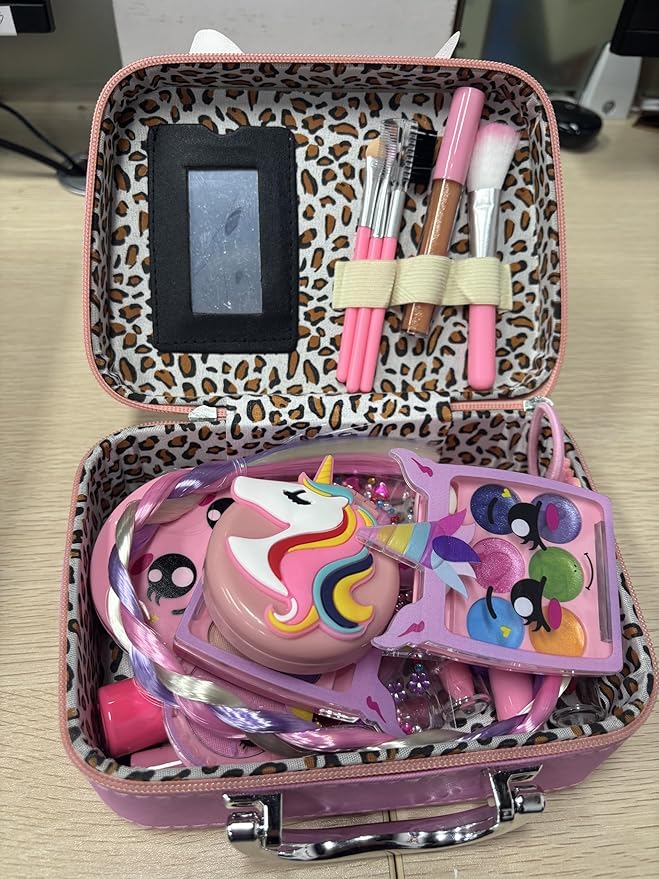 2 in 1 Kids Makeup Kit for Girl Kids Washable Toys, Play Makeup for Kid 3-12 Years