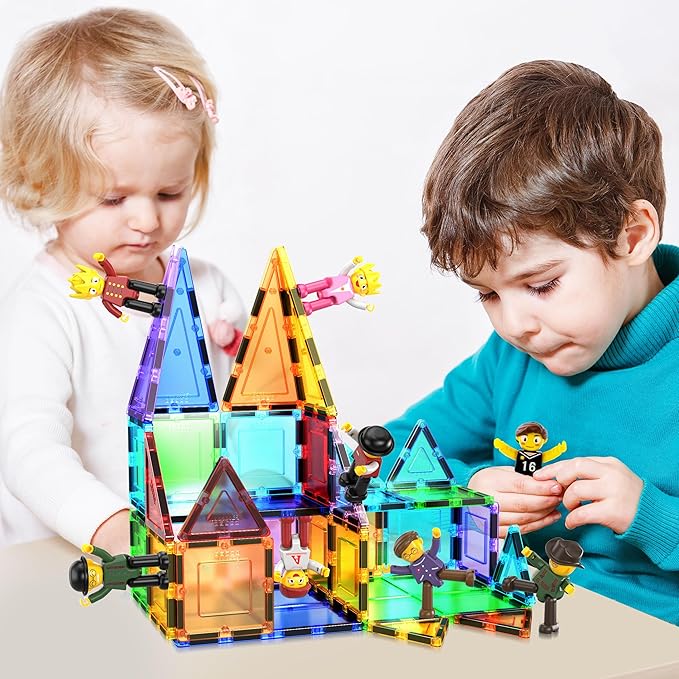 PicassoTiles Magnetic Tiles Compatible 8pc Character Action Figures Arms Legs Move in Different Directions Magnet Tile Toddler Picasso Add On Set Educational Toddlers Toy Pretend Play Ages 3+ PTA03