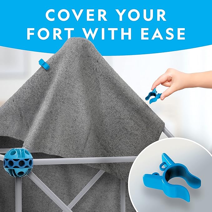 NATIONAL GEOGRAPHIC Kids Fort Building Kit - 70-Piece Indoor Fort Builder - Creative Play, STEM Building Toy, Building Kit for Kids 6-10, Blanket Fort Kit