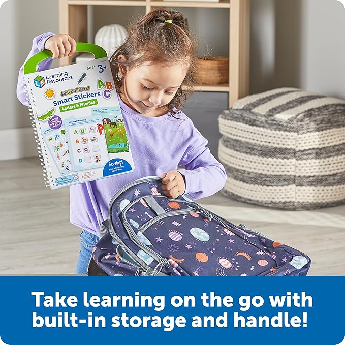 Learning Resources Skill Builders Smart Stickers Letters & Phonics, Alphabet Stickers, Reusable Sticker Book, Preschool Classroom Must Haves, Homeschool Supplies, Montessori Busy Book