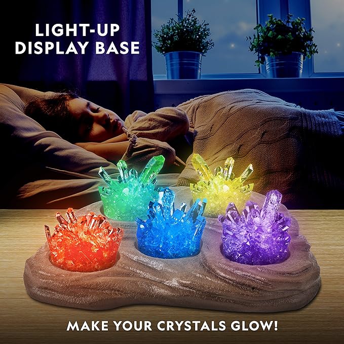 National Geographic Mega Crystal Growing Kit for Kids- Grow 6 Crystals with Light-Up Stand, Science Gifts for Kids 8-12, Crystal Making Experiment, Science Kit for Girls and Boys (Amazon Exclusive)