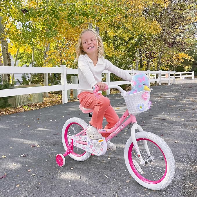 JOYSTAR Angel Girls Bike for Toddlers and Kids Ages 2-13 Years Old, 12 14 16 18 20 Inch Kids Bike with Training Wheels & Basket, 20 24 Inch Girls Bicycle with Handbrake & Kickstand