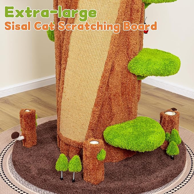 88.6" Extra Large Solid Wood Cat Tree Tower – Multi-Level Indoor Cat Condo with Scratching Posts, Tall Climbing Activity Center for Large Cats