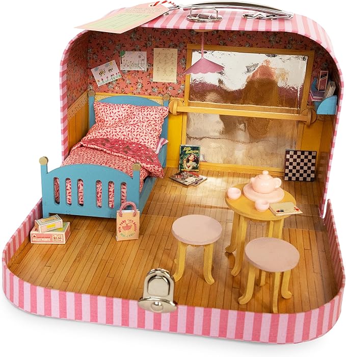 Mouse Mansion to Go – Ella's Ballet Room | DIY Dollhouse in a Suitcase with Wooden Furniture, Bedding & Ballet Accessories | Creative Craft Kit for Kids | Perfect for Travel & Sleepovers