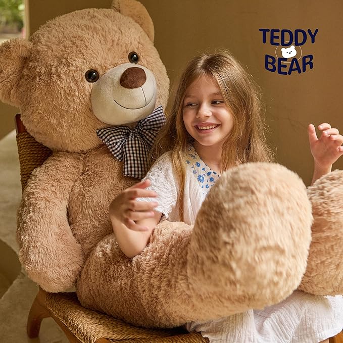 47 inch Big Giant Teddy Bear Stuffed Animals, Light Brown Soft Plush Life Size Bear Toy All Ages Gift for Children/Girlfriend/Valentine's Day/Christmas/Birthday/Baby Shower/Wedding/Party Decorations