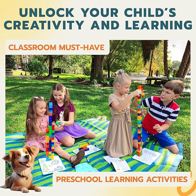 40pcs Transparent Magnetic Blocks, 1inch Cubes, 5-in-1 STEM Set with Board & Markers, Math Cards & Numbers, Magnetic Clock, Idea Book, 3D Educational & Building Toys, for Kids Ages 4-8