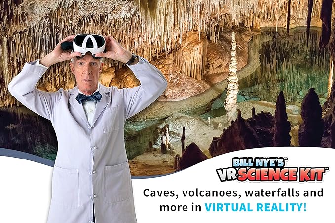 Abacus Brands Bill Nye's VR Science Kit - Virtual Reality Kids Science Kit, Book and Interactive STEM Learning Activity Set (Full Version - Includes Goggles) - for Ages 8 and Up