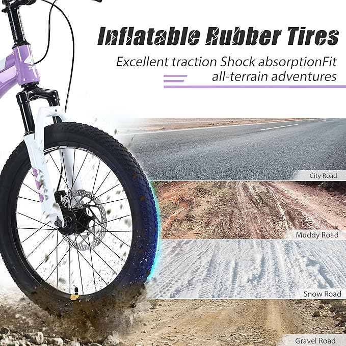 ZUKKA Kids Bike 20/24 Inch Mountain Bike Dual Disc Brake Suspension Fork Single Speed for Ages 7-12 Boys and Girls Youth Bicycle, Multiple Colors