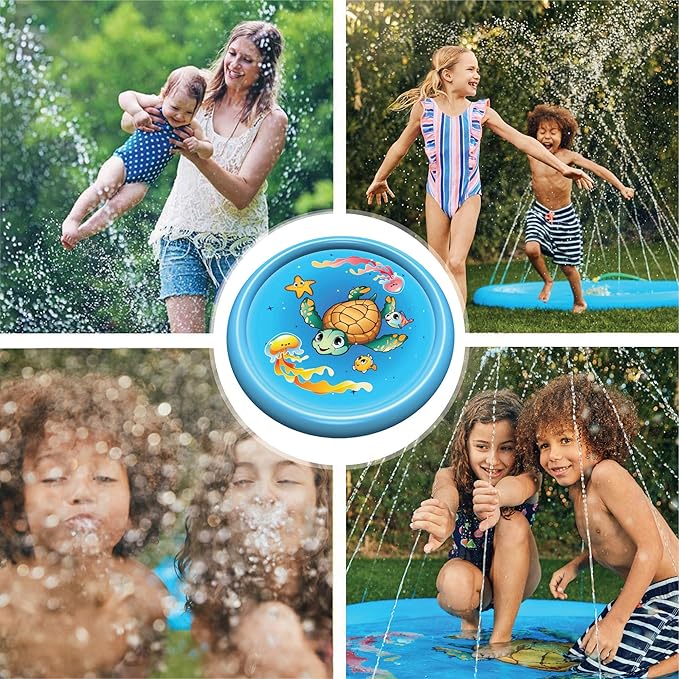 Upgraded Splash Pad - 67 Inches- Sprinkler for Kids and Toddlers - Non-Slip Splash Pads for Dogs - Large Inflatable Sprinkler Play Mat - Outdoor Swimming Pool Water Toys Fun for Infants, Boys, Girls