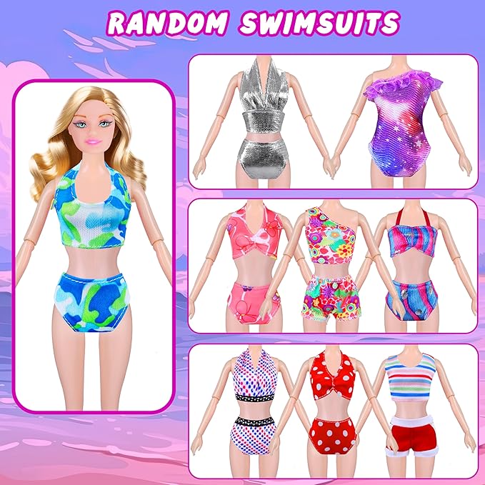 342 Pcs Doll Clothes and Accessories with Doll, Princess Gowns, Fashion Dresses, Top, Pants, Swimsuits, Shoes, Hangers and Other Accessories, Doll Playset Dress up Toy for Girls Toddlers Gift Toys