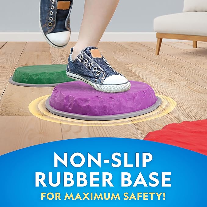 NATIONAL GEOGRAPHIC Stepping Stones for Kids – Durable Non-Slip Stones Encourage Toddler Balance & Gross Motor Skills, Indoor & Outdoor Toys, Obstacle Course, Gifts for Toddlers (Amazon Exclusive)