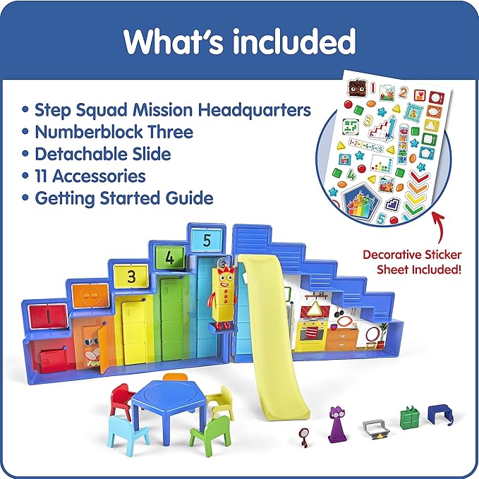 hand2mind Numberblocks Super Secret Step Squad Headquarters Play Set, Toddler Doll House, Clubhouse Dollhouse, Action Figure House, Cartoon Character Toys, Imaginative Toys