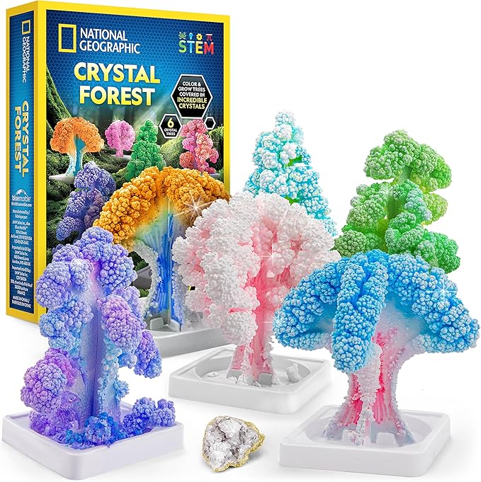 National Geographic Craft Kits for Kids - Crystal Growing Kit, Grow 6 Crystal Trees in Just 6 Hours, Educational Craft Kit with Art Supplies, Geode Specimen, STEM Arts & Crafts Kit (Amazon Exclusive)