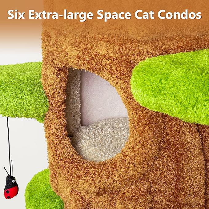 88.6" Extra Large Solid Wood Cat Tree Tower – Multi-Level Indoor Cat Condo with Scratching Posts, Tall Climbing Activity Center for Large Cats