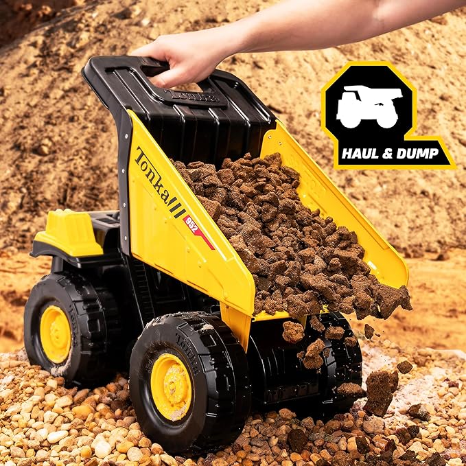 Tonka Steel Classics Toughest Mighty Dump Truck - Made with Steel & Sturdy Plastic, Large Yellow Toy Construction Truck, Boys and Girls, Kids, Toddlers, Ages 3+