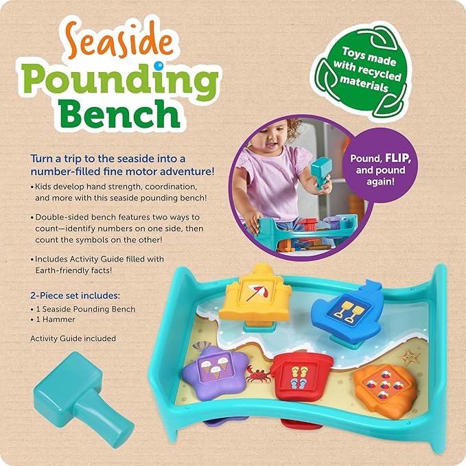 Learning Resources Seaside Pounding Bench, Seaside Game, Preschool Toddler Activities, Shape Sorter, Fine Motor Toys, Kids Hammer