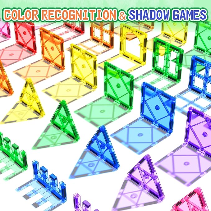 Soyee Magnetic Tiles Toddler Toys Magnetic Building Blocks for Kids Ages 3-12 STEM Educational Toys for Girls & Boys Sensory Play for Preschool Learning Birthday Toddler Xmas Gifts