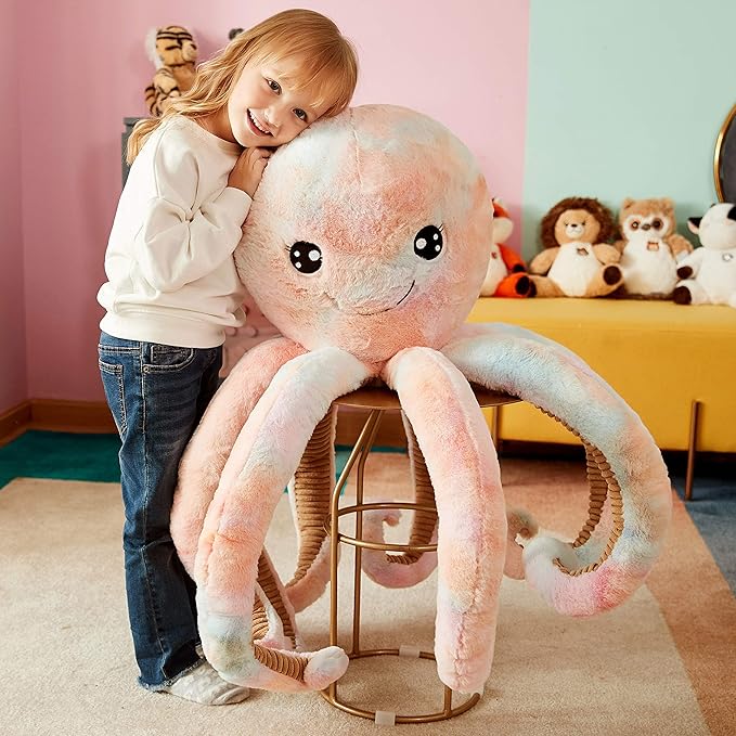 IKASA Giant Octopus Stuffed Animal Jumbo Plush Toy,30" Soft Toys Large Cute Huge Kawaii Fluffy Big Size Fat Oversized Plushie,Gifts for Kids