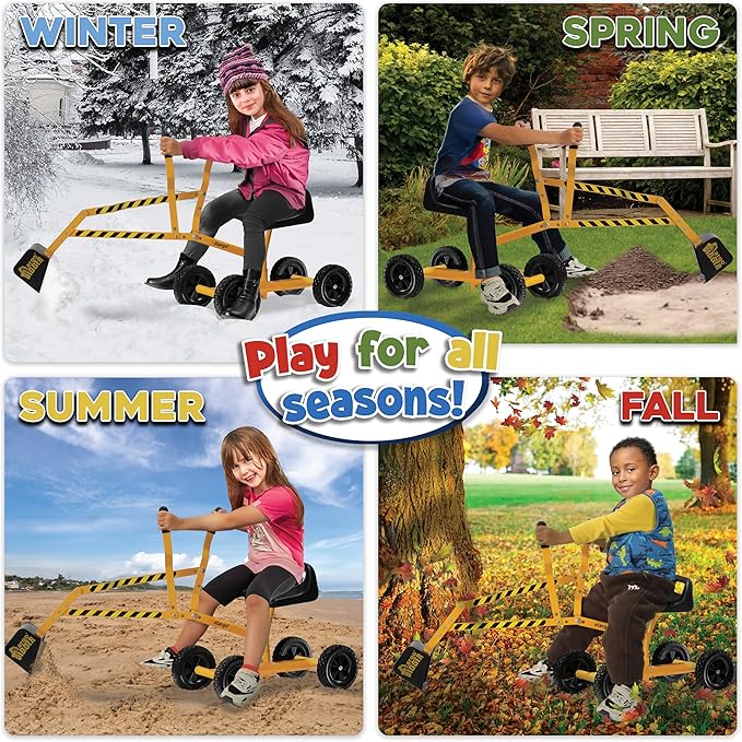 Stargo Kids Excavator Toy Sand Digger on Wheels, Steel Sandbox Digger Toys for Boys, Sand Toys Ride On Excavator, Beach Toys