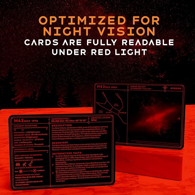 Stargazing Cards - Messier Catalog | Night Sky Exploration Kit for Telescopes & Binoculars | Flashcards with Star Charts, Astrophotography & Facts | Perfect Astronomy & Space Gift for Kids & Adults
