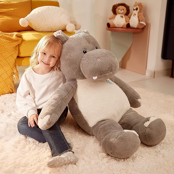 IKASA Giant Hippo Stuffed Animal,30" Jumbo Plush Toy, Soft and Cute Toys for Kids Boys Girls (Gray)
