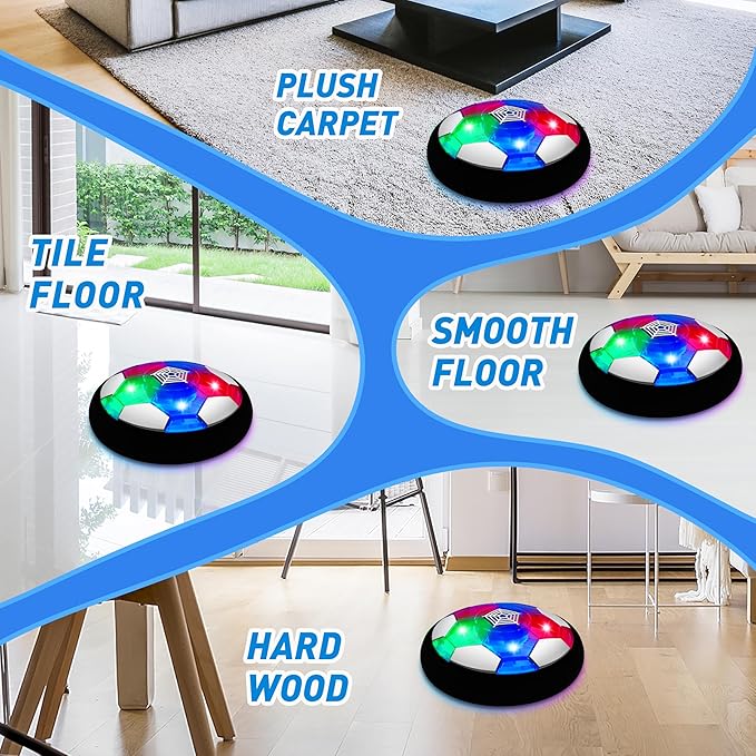 LED Hover Soccer Ball Boy Toys, Air Power Kids Training Ball Playing Football Indoor Outdoor Game, Birthday Gifts for Age 3 4 5 6 7 8-10 Years Old Boys Girls - Soccer (2PCS)