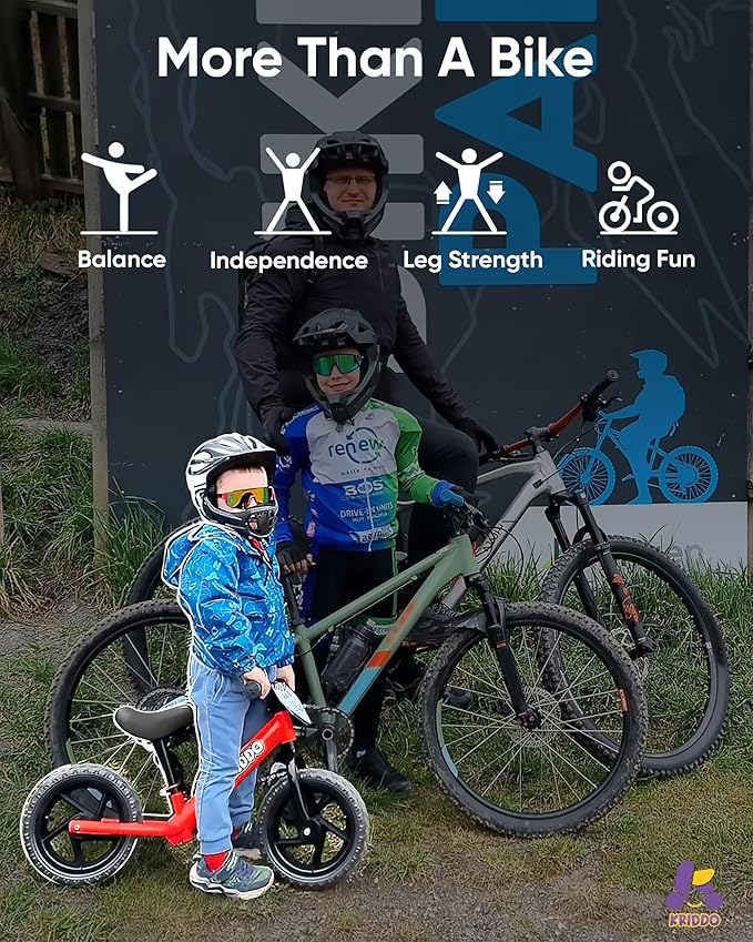 KRIDDO Toddler Balance Bike 2 Year Old, Age 18 Months to 5 Years Old, 12 Inch Push Bicycle with Customize Plate (3 Sets of Stickers Included), Steady Balancing, Gift Bike for 2-3 Boys Girls, Red