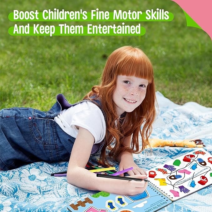 Tracing & Pen Control Pad for Kids, 30 Pages Reusable & Erasable Handwriting & Drawing Practices, Alphabet ABC and Number 123 Tracing Workbook Educational Montessori Tool for Autism, Toddlers 3-5