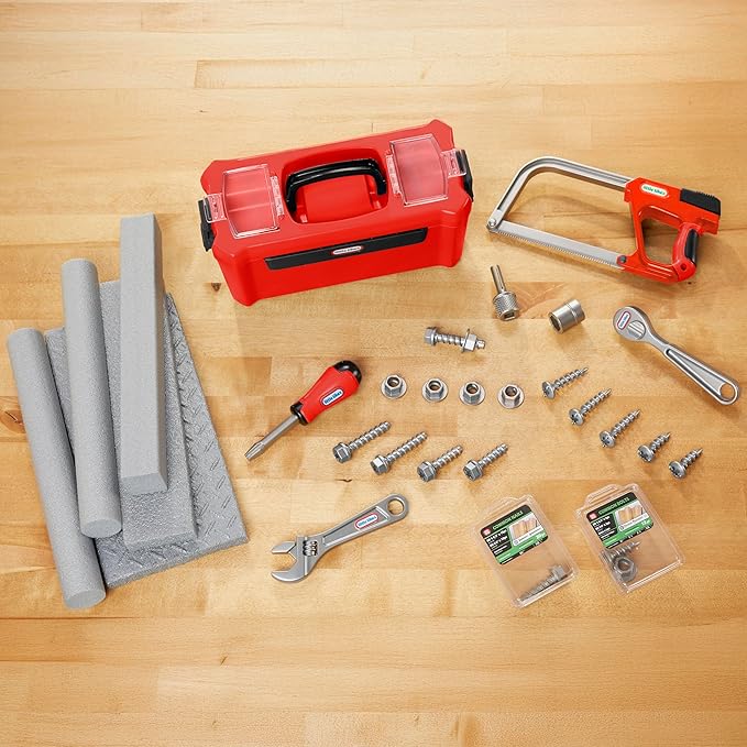 Little Tikes Creative Construction Tool Box Set with 9 Accessories, Pretend Play Construction Set, for Boys and Girls Ages 3+ Years