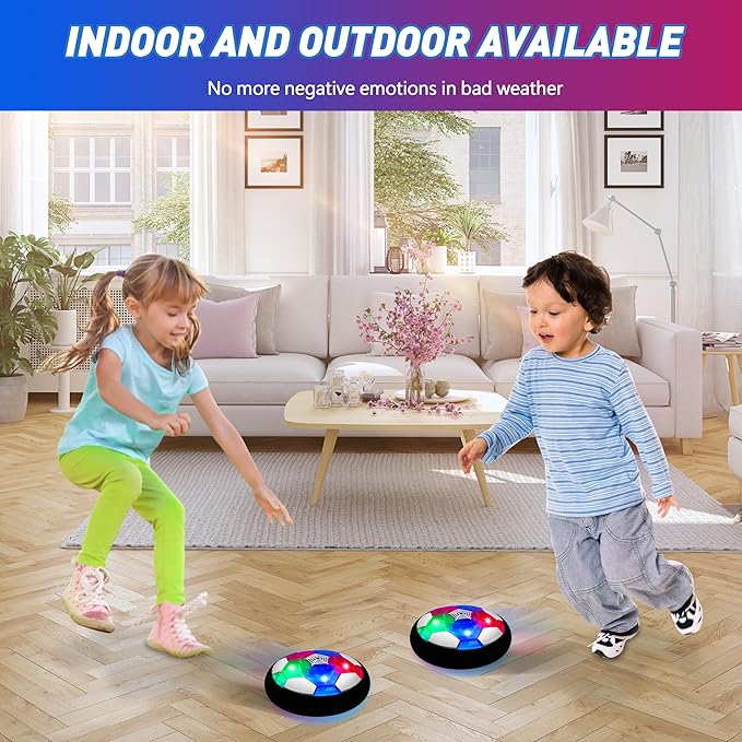 LED Hover Soccer Ball Boy Toys, Air Power Kids Training Ball Playing Football Indoor Outdoor Game, Birthday Gifts for Age 3 4 5 6 7 8-10 Years Old Boys Girls - Soccer (2PCS)