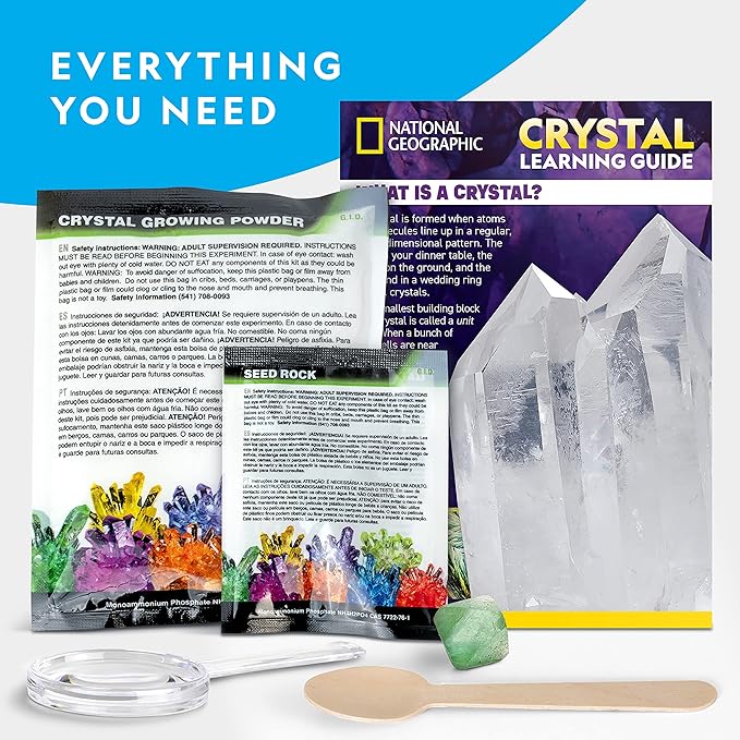 National Geographic Jumbo Crystal Growing Kit - Grow Your Own Giant Glow in The Dark Crystal in a Few Days, Science Kit, Grow Crystals for Kids, STEM Toys (Amazon Exclusive)