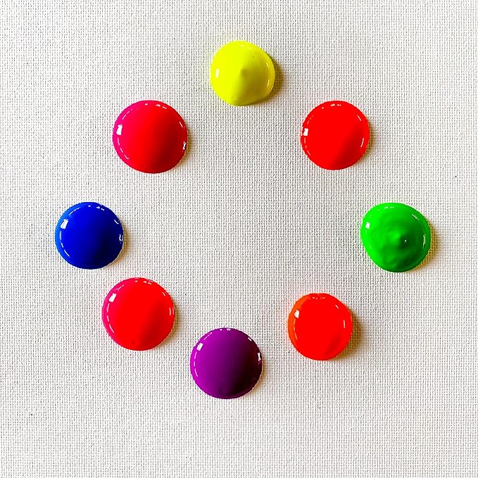 milo Fluorescent Neon Washable Paint for Kids | 8 oz Bottles 8 Colors | Made in the USA | Glows UV in Black Light | Safe & Non-Toxic Tempera Paint for Art & Craft, Poster, Window, for Children, Toddler, Classroom, School